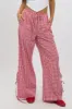 Red Check Wide Leg Pants Side Ribbon sold by Ally Fashion