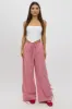 Red Check Wide Leg Pants Side Ribbon sold by Ally Fashion