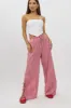 Red Check Wide Leg Pants Side Ribbon sold by Ally Fashion