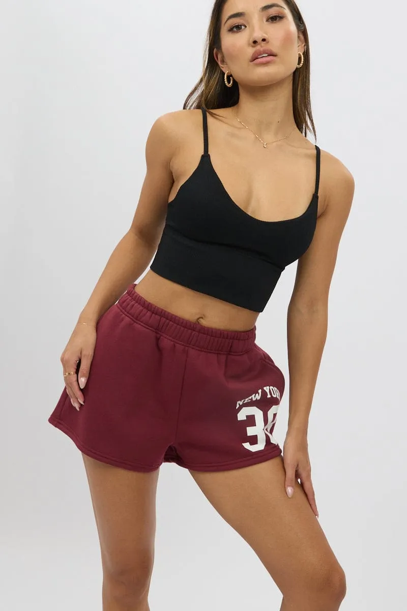 Red Track Shorts Elasticated sold by Ally Fashion