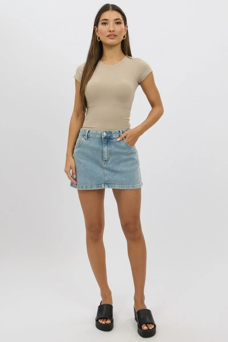 Beige T-Shirt Cap Sleeve Supersoft sold by Ally Fashion product image thumbnail 2