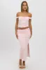 Pink Midaxi Skirt High Rise Supersoft Picot Trim Lined sold by Ally Fashion