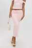 Pink Midaxi Skirt High Rise Supersoft Picot Trim Lined sold by Ally Fashion