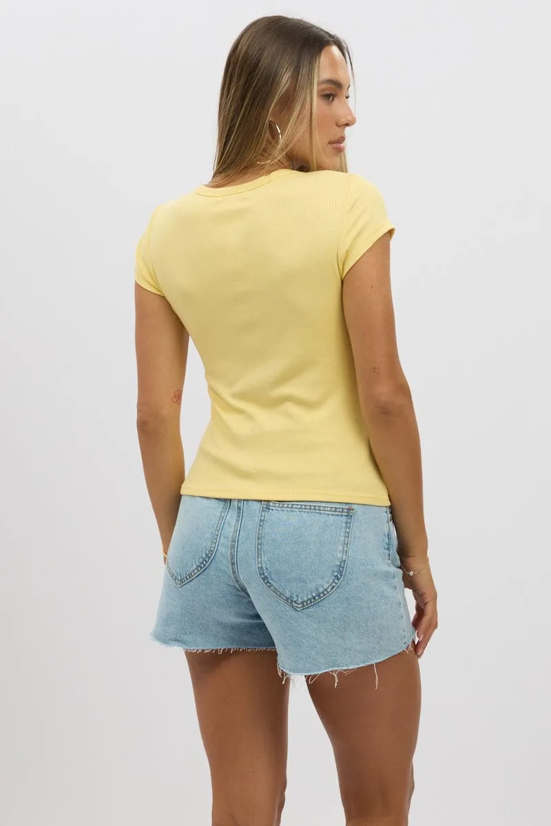 Yellow Button Front Top Short Sleeve sold by Ally Fashion product image thumbnail 5