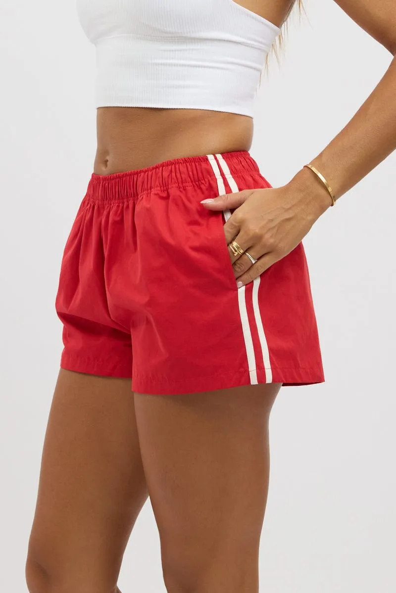 Red Track Shorts Side Stripe sold by Ally Fashion