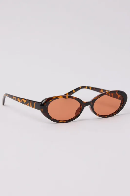 Brown Animal Print Oval Sunglasses sold by Ally Fashion