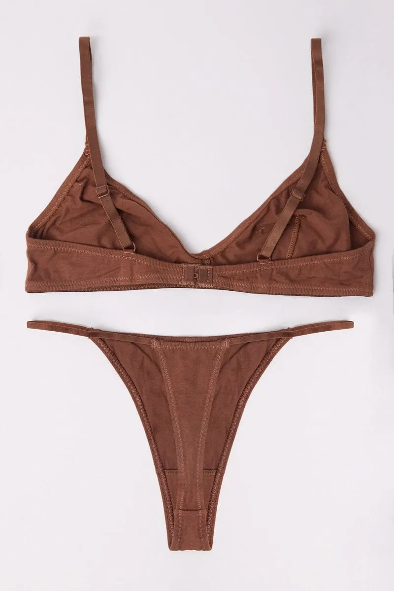 Brown Bralet and Thong Lingerie Set sold by Ally Fashion product image thumbnail 2