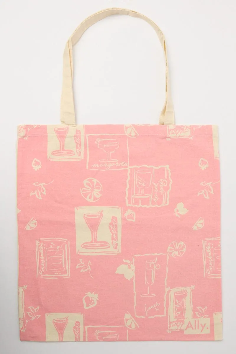 Pink Abstract Tote Bag Printed Happy Hour sold by Ally Fashion