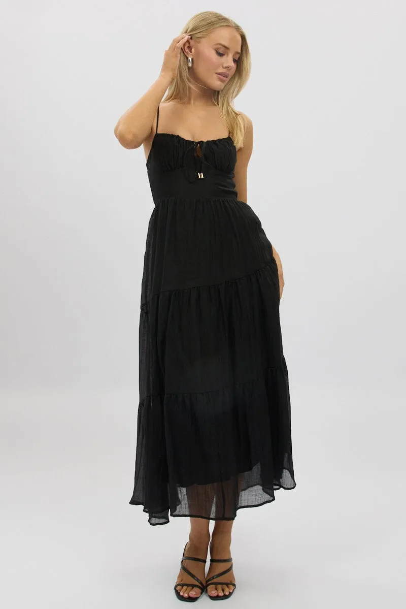 Black Midi Dress Tiered Strappy sold by Ally Fashion product image thumbnail 3