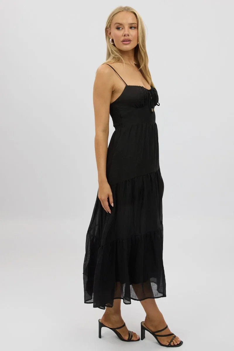Black Midi Dress Tiered Strappy sold by Ally Fashion product image thumbnail 4