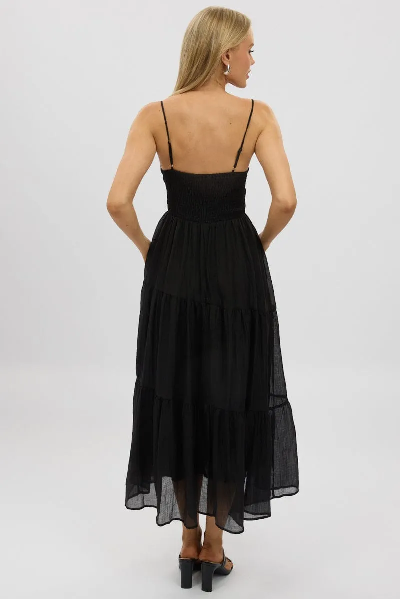 Black Midi Dress Tiered Strappy sold by Ally Fashion product image thumbnail 5