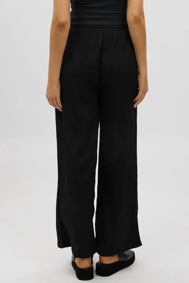 Black Wide Leg Pants Elasticated Waist sold by Ally Fashion product image thumbnail 5