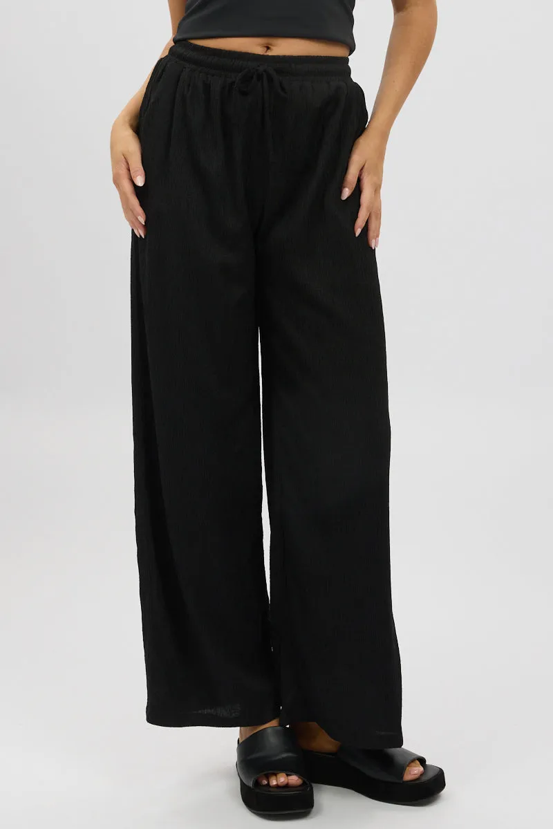 Black Wide Leg Pants Elasticated Waist sold by Ally Fashion product image thumbnail 3