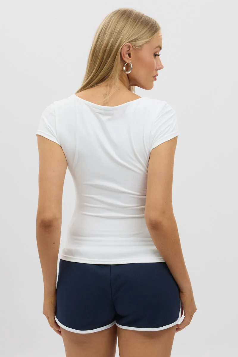 White Supersoft Top Cap Sleeve sold by Ally Fashion product image thumbnail 5