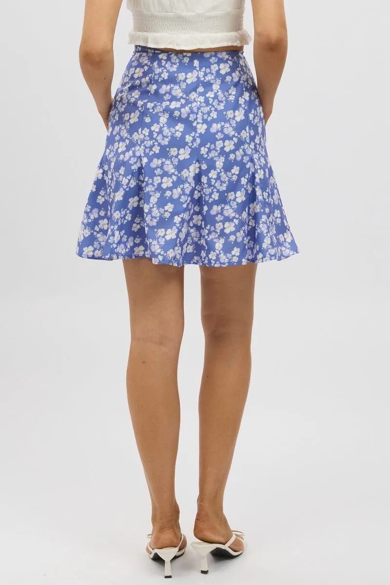 Blue Ditsy Midi Godet Skirt sold by Ally Fashion product image thumbnail 5