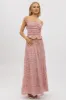 Red Check Maxi Skirt Tiered High Rise sold by Ally Fashion