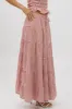 Red Check Maxi Skirt Tiered High Rise sold by Ally Fashion