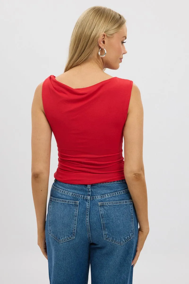 Red Asymmetrical Top Sleeveless sold by Ally Fashion product image thumbnail 5