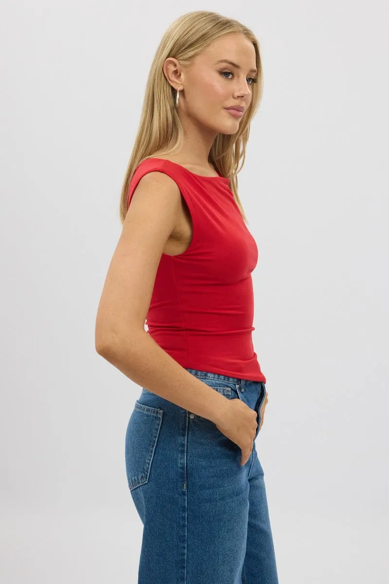 Red Asymmetrical Top Sleeveless sold by Ally Fashion product image thumbnail 4