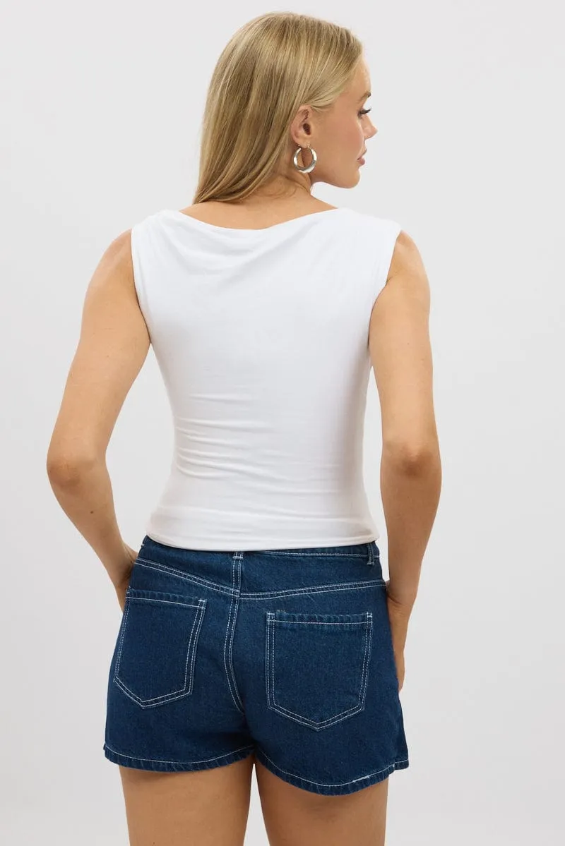 White Asymmetrical Top Sleeveless sold by Ally Fashion product image thumbnail 5