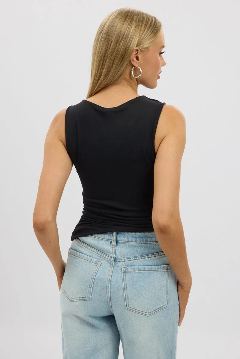 Black Sleeveless Top Asymmetric Hem sold by Ally Fashion product image thumbnail 5