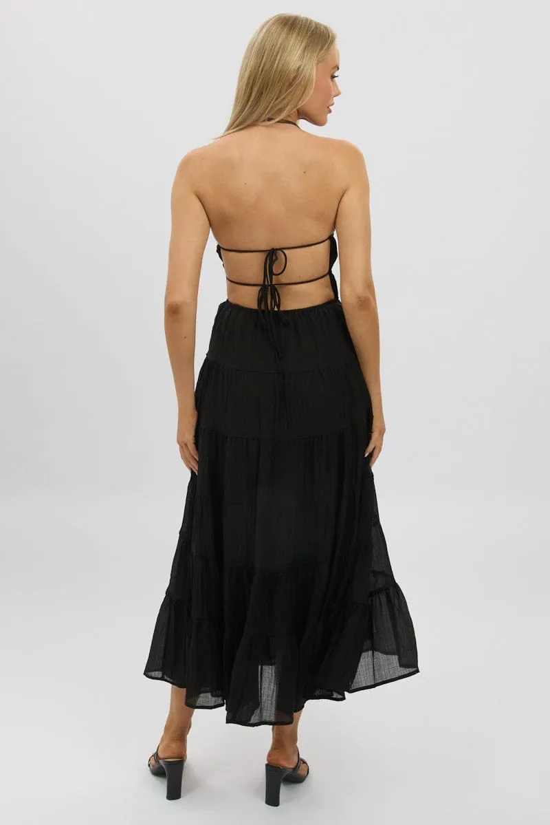 Black Maxi Dress Tiered Backless sold by Ally Fashion product image thumbnail 2