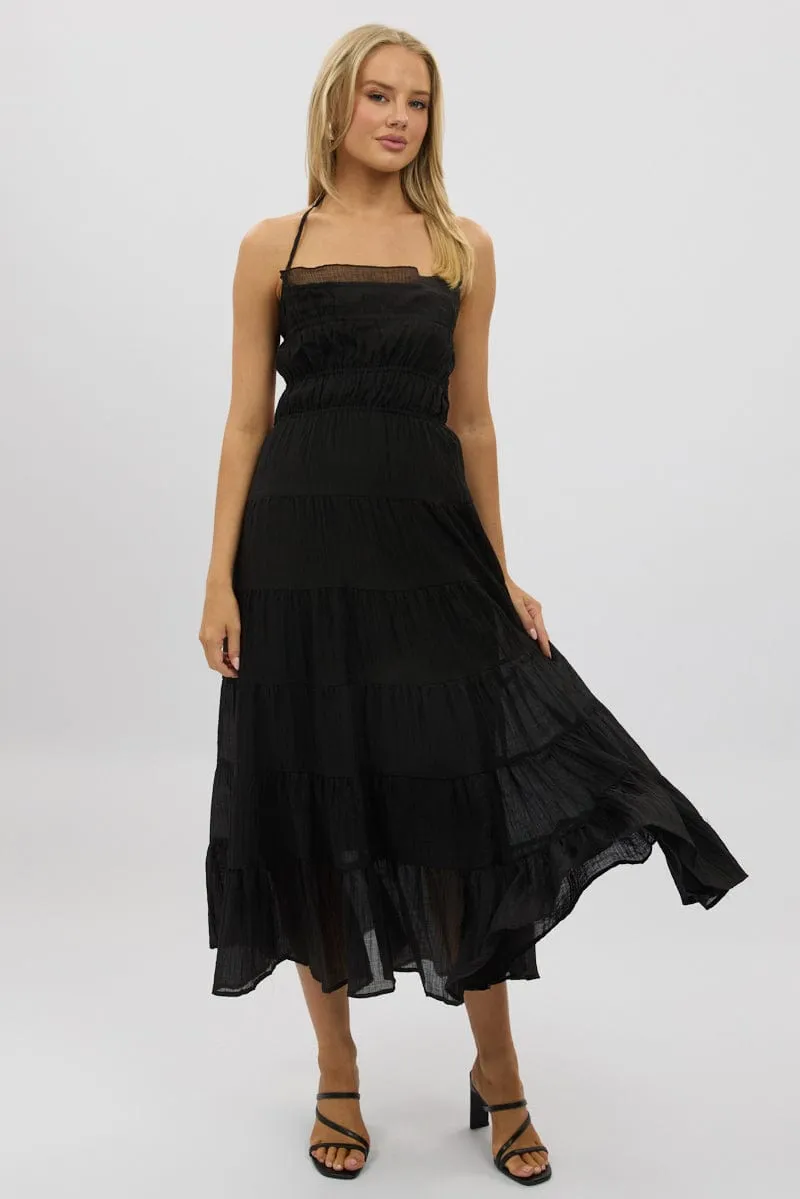 Black Maxi Dress Tiered Backless sold by Ally Fashion