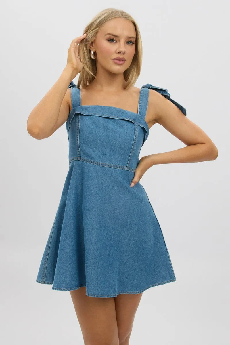 Blue Fit And Flare Dress Mini sold by Ally Fashion