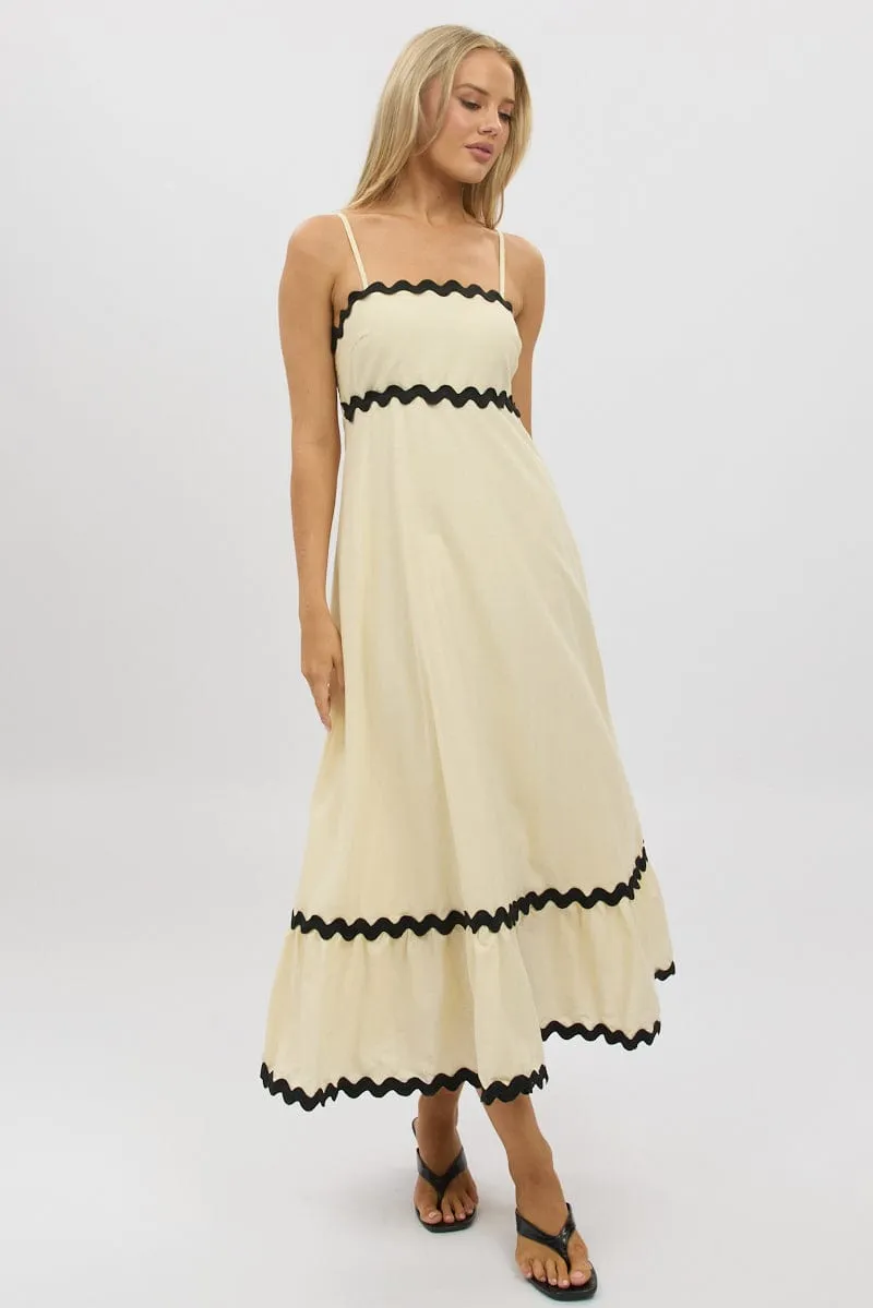 Beige Maxi Dress Strappy Ric Rac sold by Ally Fashion