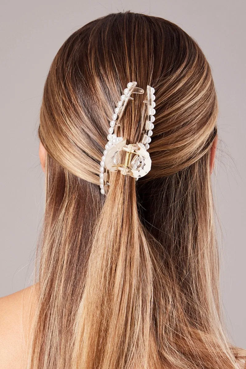 White Pearl Claw Clip sold by Ally Fashion product image thumbnail 2