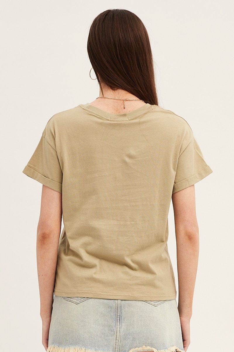 Green Roll Sleeve Crew Neck Tee sold by Ally Fashion product image thumbnail 5