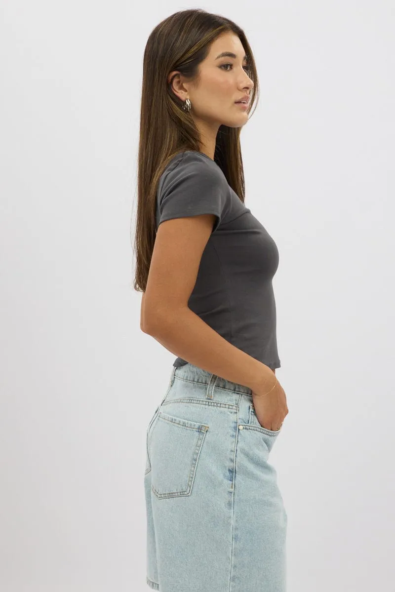 Grey Graphic Tee Short Sleeve sold by Ally Fashion product image thumbnail 4