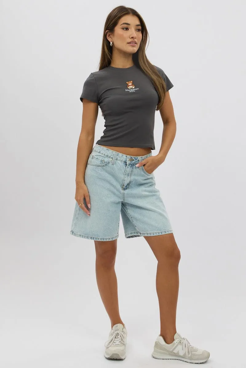 Grey Graphic Tee Short Sleeve sold by Ally Fashion product image thumbnail 3