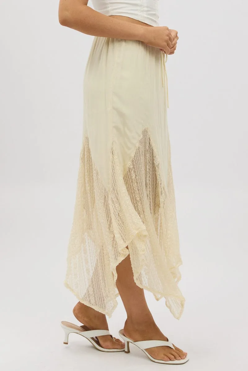 White Lace Elastic Waist Scarf Hem Maxi Skirt sold by Ally Fashion product image thumbnail 4
