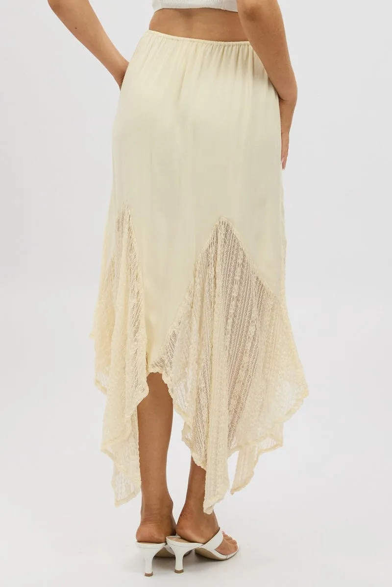 White Lace Elastic Waist Scarf Hem Maxi Skirt sold by Ally Fashion product image thumbnail 5