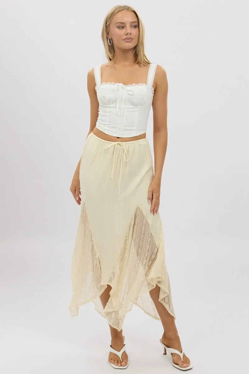 White Lace Elastic Waist Scarf Hem Maxi Skirt sold by Ally Fashion product image thumbnail 2