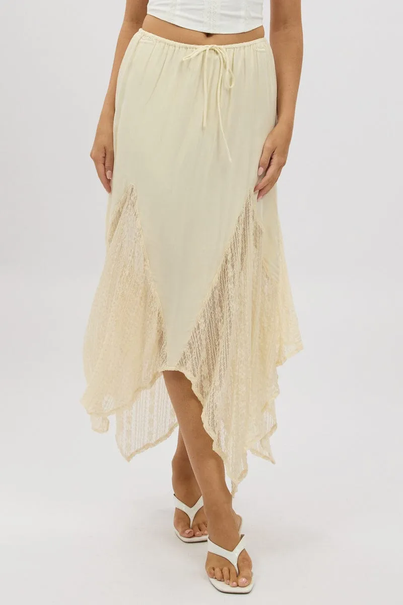 White Lace Elastic Waist Scarf Hem Maxi Skirt sold by Ally Fashion product image thumbnail 3
