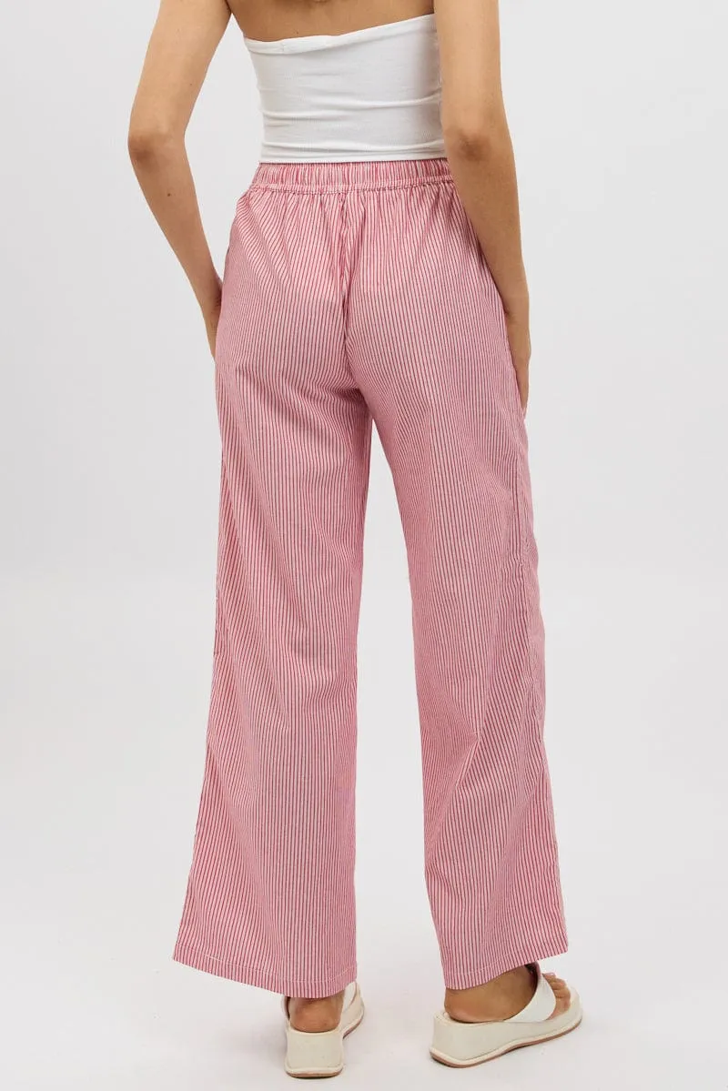 Red Stripe Wide Leg Pants High Rise sold by Ally Fashion product image thumbnail 5