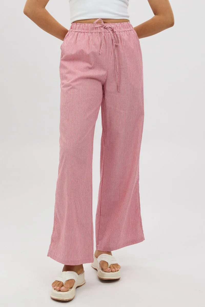 Red Stripe Wide Leg Pants High Rise sold by Ally Fashion product image thumbnail 3