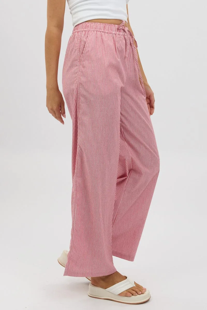 Red Stripe Wide Leg Pants High Rise sold by Ally Fashion product image thumbnail 4