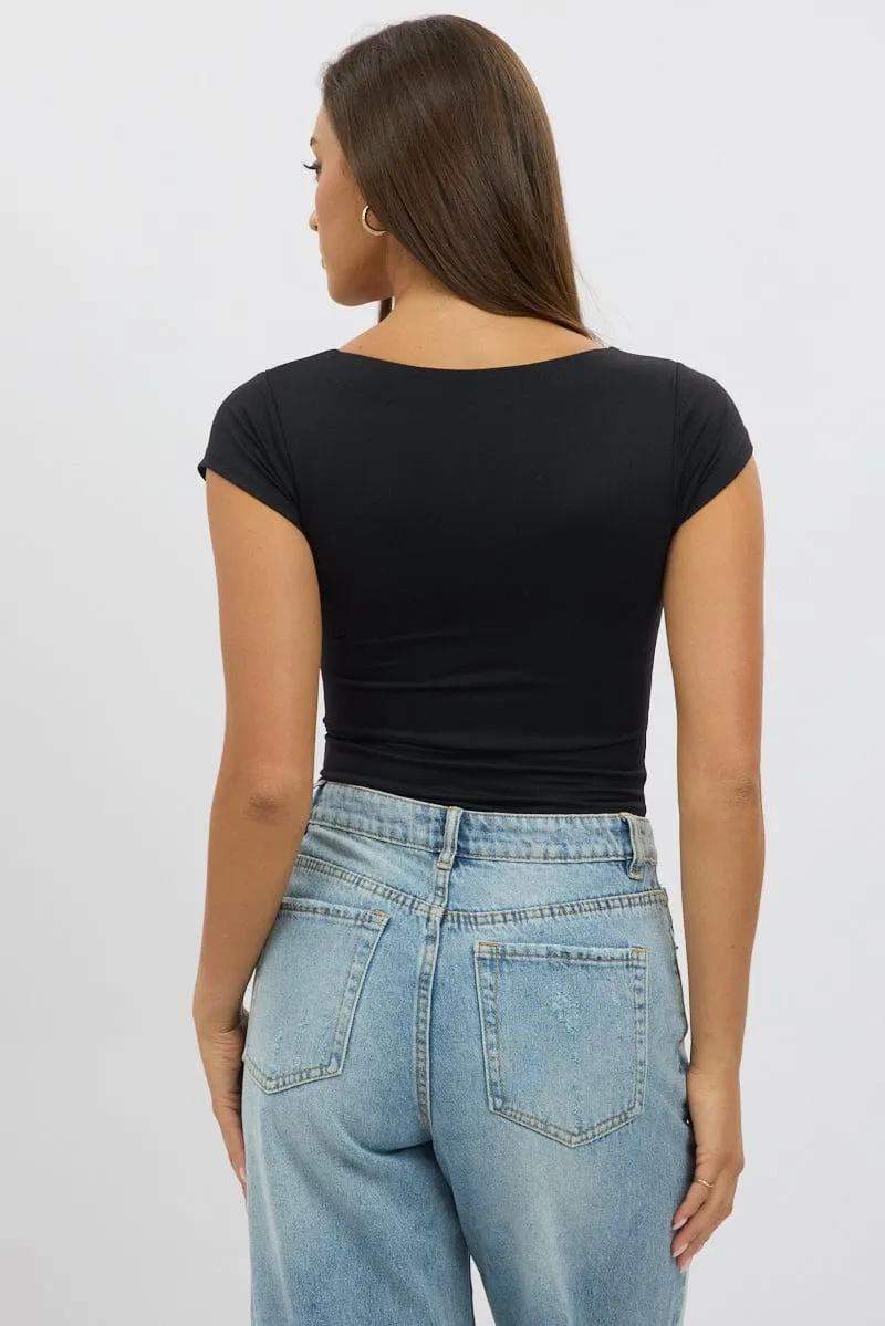 Black Supersoft Top Cap Sleeve sold by Ally Fashion product image thumbnail 5