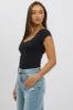 Black Supersoft Top Cap Sleeve sold by Ally Fashion