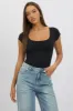 Black Supersoft Top Cap Sleeve sold by Ally Fashion