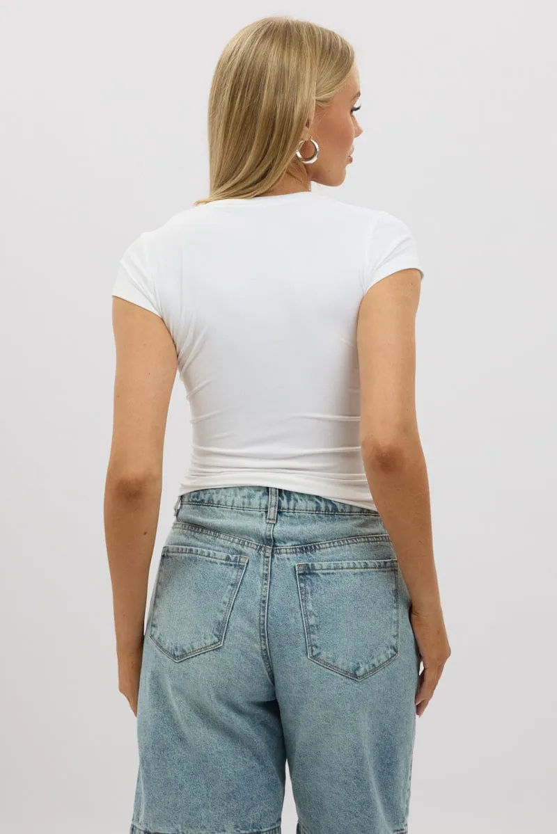 White T-Shirt Cap Sleeve Supersoft sold by Ally Fashion product image thumbnail 5