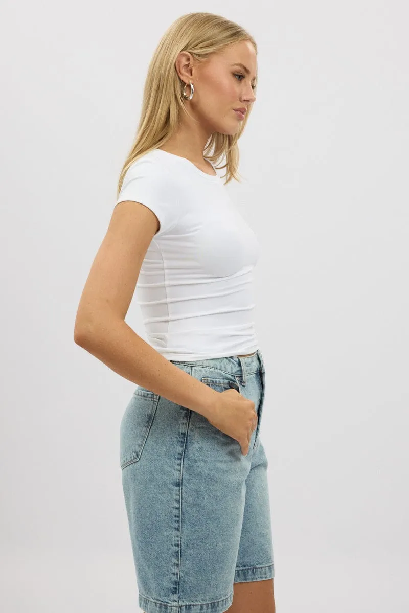 White T-Shirt Cap Sleeve Supersoft sold by Ally Fashion product image thumbnail 4