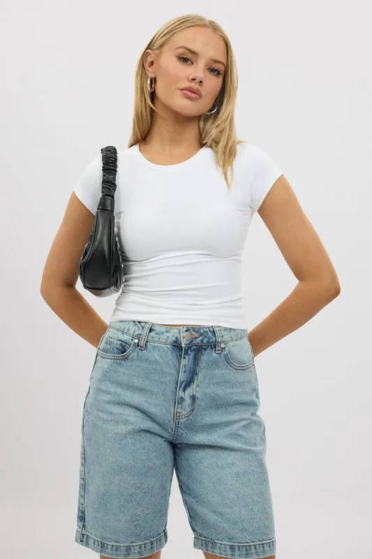 White T-Shirt Cap Sleeve Supersoft sold by Ally Fashion