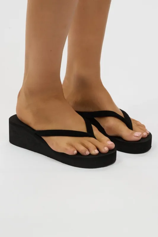 Black Toe Post Wedge Sandals sold by Ally Fashion
