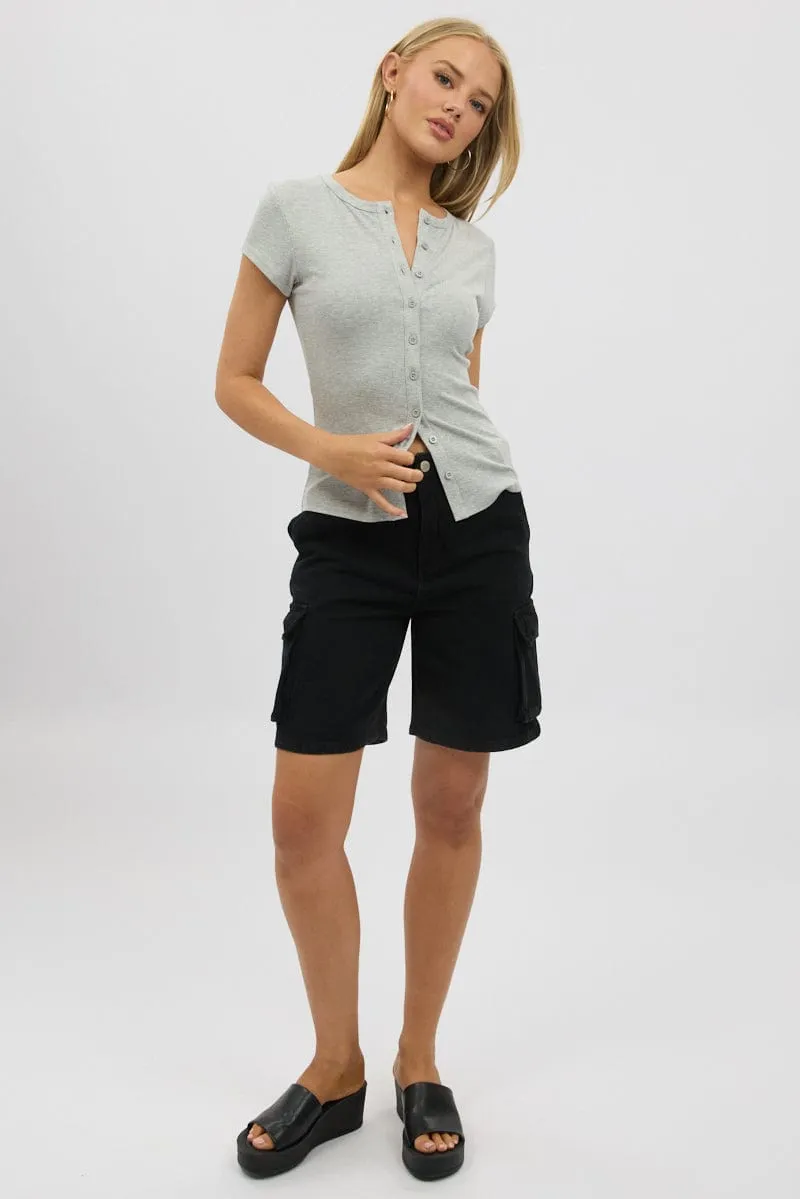 Black Cargo Shorts High Rise sold by Ally Fashion product image thumbnail 3
