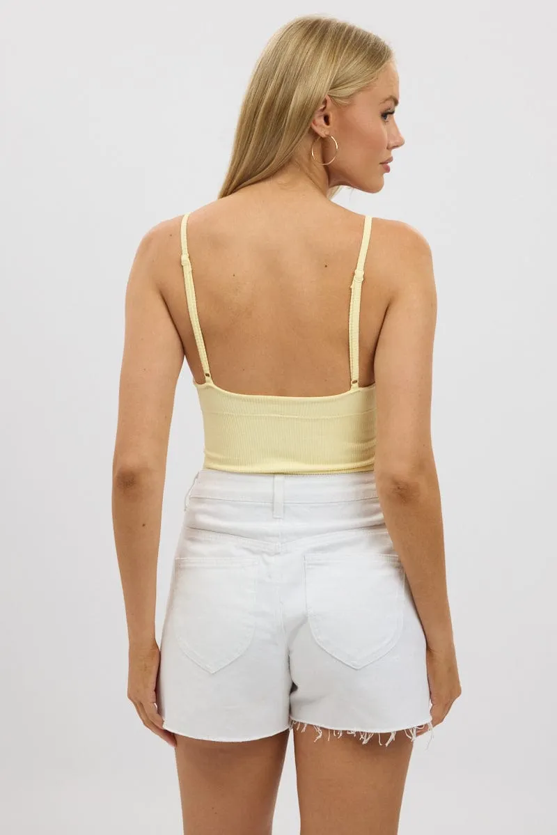 Yellow V Neck Cami Crop Top Seamless sold by Ally Fashion product image thumbnail 5