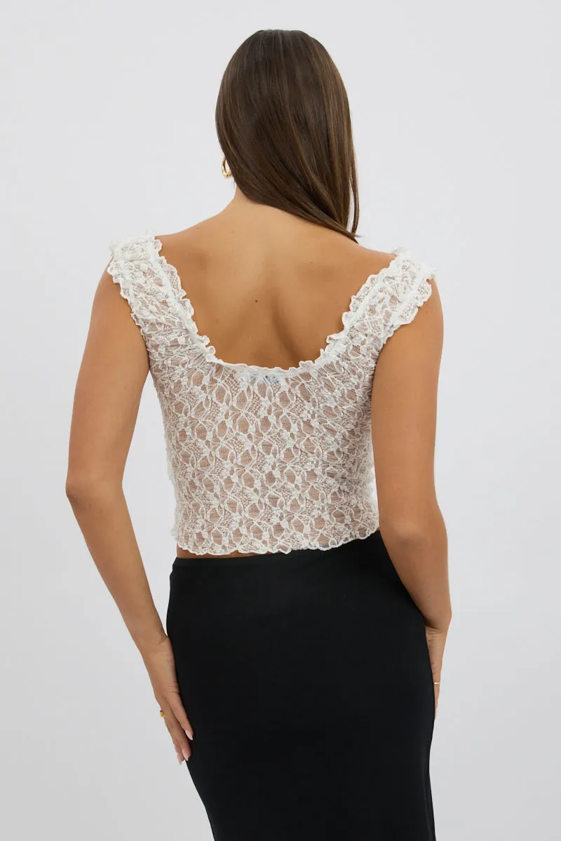 White Lace Top Sleeveless sold by Ally Fashion product image thumbnail 5